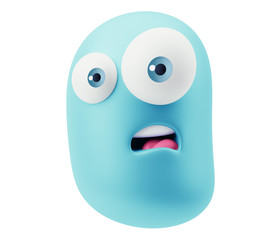 Surprised Emoticon Character Expression. 3d Rendering.