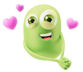 Love Emoticon Face. 3d Rendering.