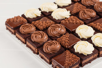 Portioned chocolate cake