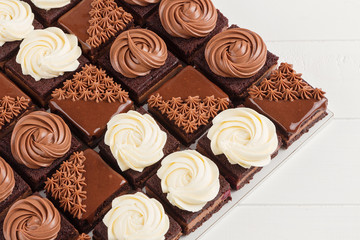 Portioned chocolate cake