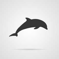 Vector Gray Silhouette of Dolphin