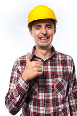 a young man in a helmet