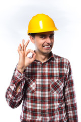 a young man in a helmet