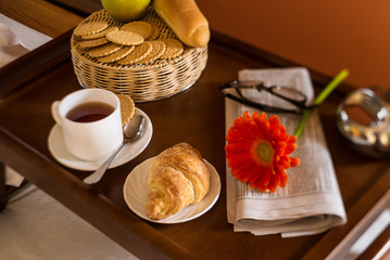 Healthy breakfast in the bed