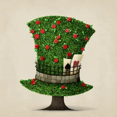  Fantasy green hat in the shape of  tree with flowers © annamei