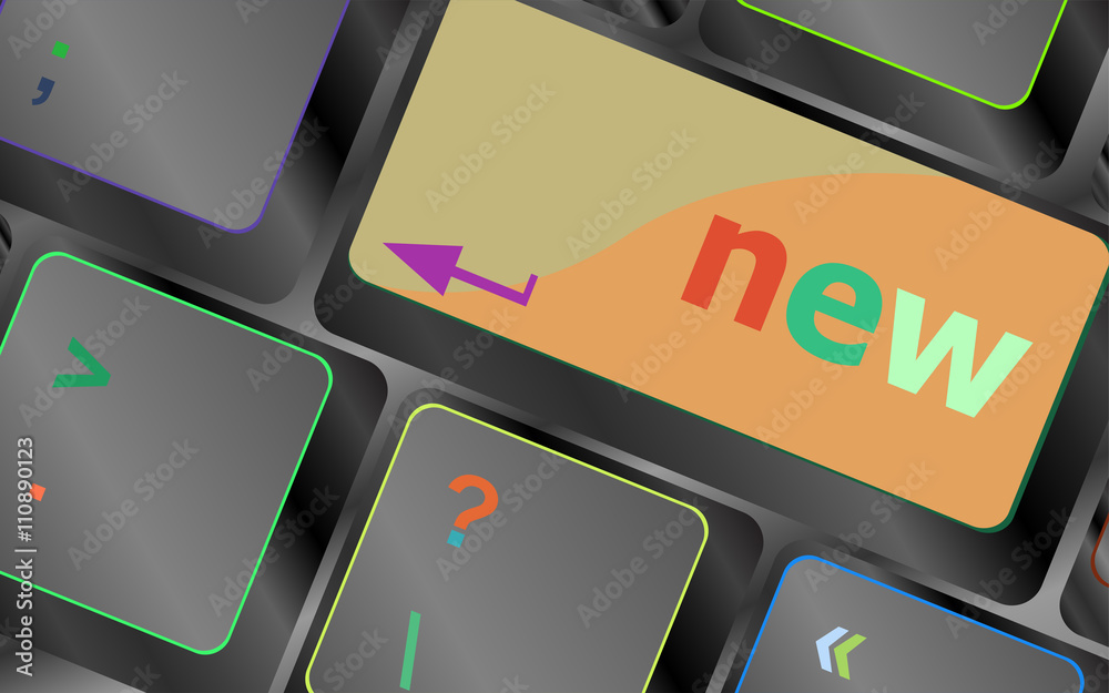 Poster keyboard with hot key with new word vector keyboard key. keyboard button. vector illustration