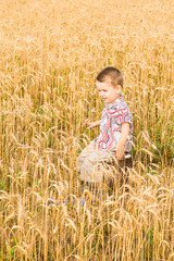 Boy in the field with airplane