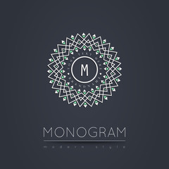 Elegant linear abstract monogram, logo design template.