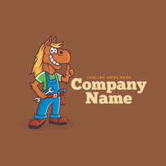 Fototapeta na wymiar Handy Horse Mascot Logo