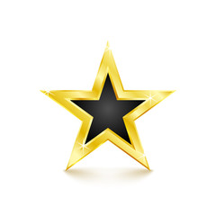 Golden star on white background. Vector Illustration