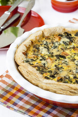 quiche with salmon and wild herbs