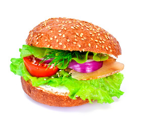 Sandwich with Lettuce, Tomato, Goat Cheese and Boiled Chicken