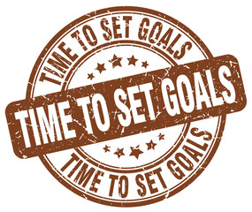 time to set goals brown grunge round vintage rubber stamp