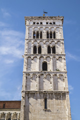 Fototapeta premium Chiesa di San Michele in Foro - Church of San Michele in Foro, catholic church dedicated to Archangel Michael, beautiful attraction in the ancient city of Lucca, Italy.