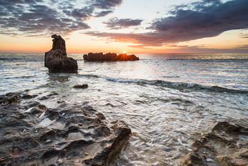 Sunrise seascape of beautiful mediterranean coast.