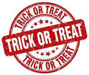 trick or treat red grunge round vintage rubber stamp