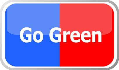 go green words on vector web button icon isolated on white. flat icon vector illustration.