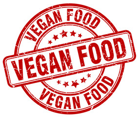 vegan food red grunge round vintage rubber stamp