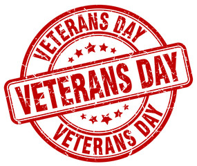 veterans day red grunge round vintage rubber stamp