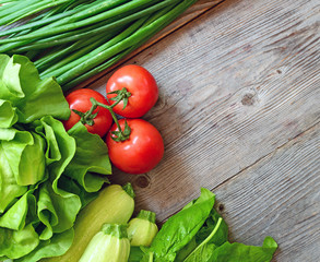 Vegetables on wood background