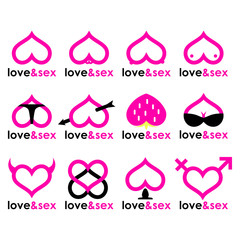 Sex shop logo hearts collection