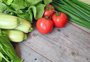 Vegetables on wood background