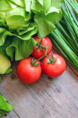 Vegetables on wood background