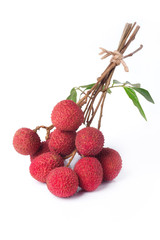 lychee bunch on white background