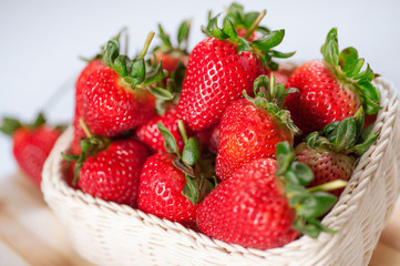 Stack strawberries in basket