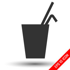 Coke icon. Beverage icon. Glass of coke vector. Flat icon of coke glass.
