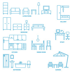 Vector home furniture outline icons 4