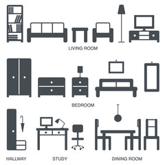 Vector home furniture silhouette icons 4