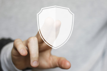 Button shield security virus business online sign