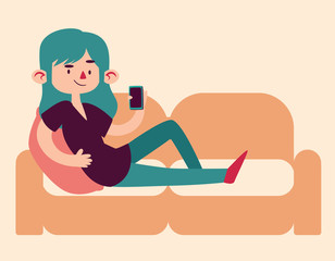 Cartoon Girl with Cell Phone