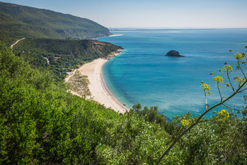 View of the beautiful coastal landscapes of the Arrabida region
