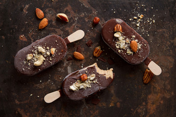 Classic chocolate ice cream with nuts