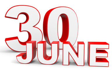 June 30. 3d text on white background.