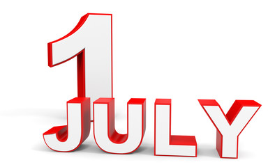 July 1. 3d text on white background.