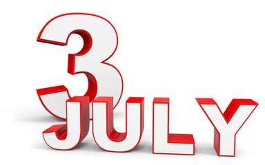 July 3. 3d text on white background.