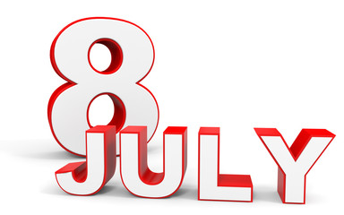 July 8. 3d text on white background.