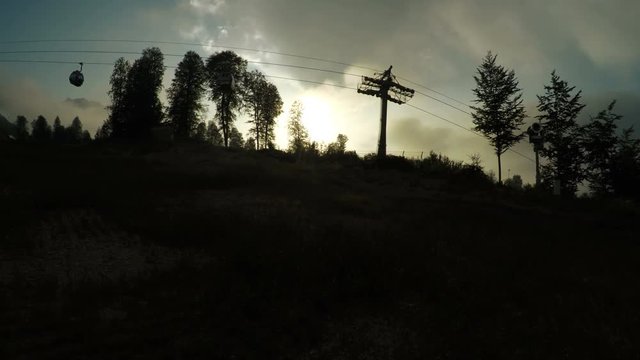 Lifts in mountains in summer