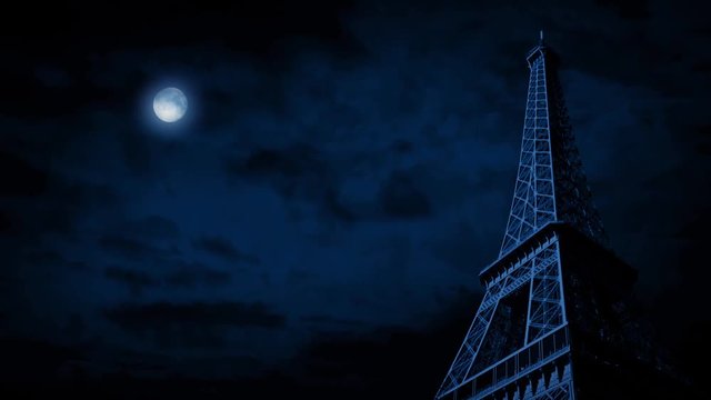The Eiffel Tower Under Full Moon