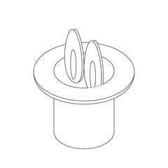 Rabbit in hat icon, isometric 3d