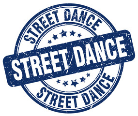 street dance blue grunge round vintage rubber stamp