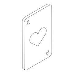 Ace of hearts icon, isometric 3d style