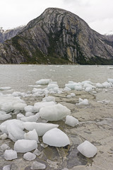Fototapeta na wymiar Ice Bergs on a Remote Shore