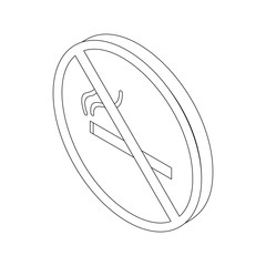No smoking sign icon, isometric 3d style