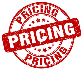 pricing red grunge round vintage rubber stamp