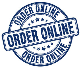 order online blue grunge round vintage rubber stamp