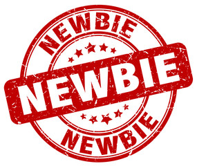 newbie red grunge round vintage rubber stamp